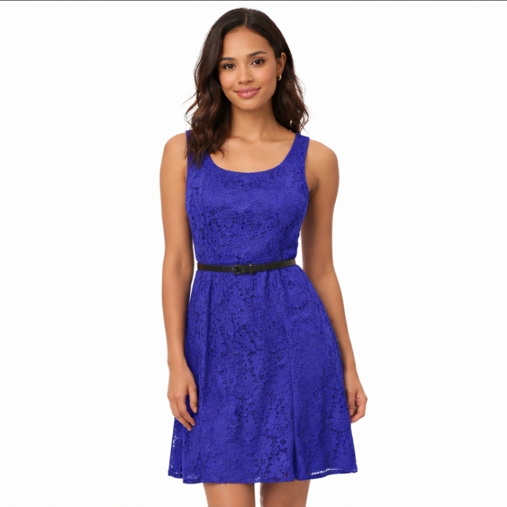 NWT Dress Barn Purple Lace Belted Sleeveless Summer Dress Sz 20W.